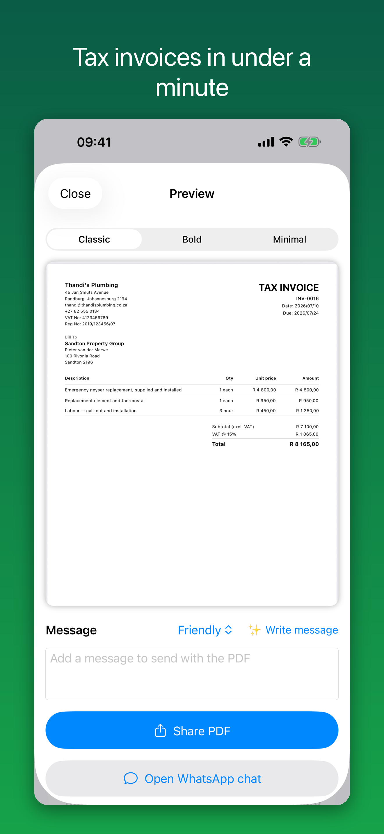 Invoke tax invoice